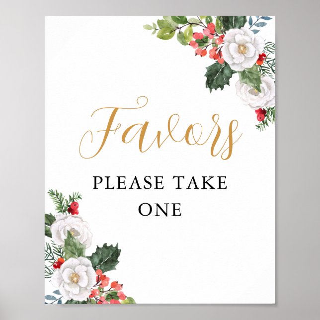 Christmas Winter Bridal Shower Favors Sign (Front)