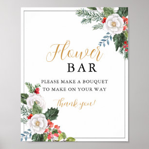 Christmas Winter Bridal Shower Flower Bar Sign