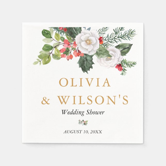 Christmas Winter Bridal Shower Napkins (Front)