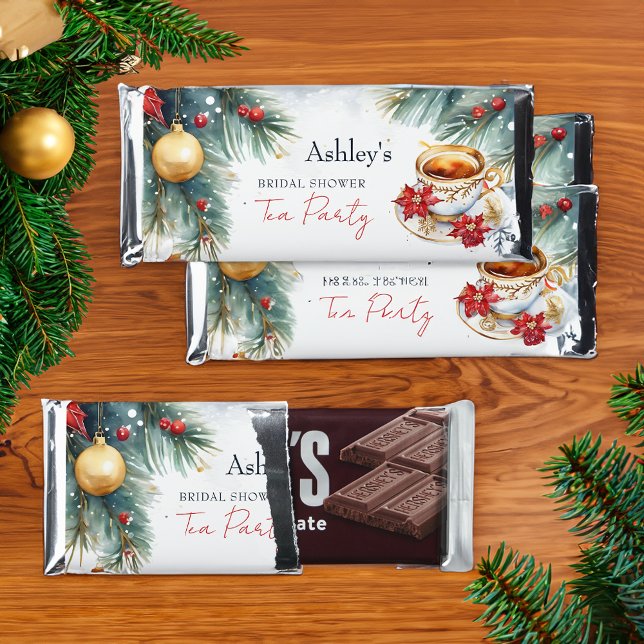 Christmas winter bridal shower tea party favors hershey bar favors (Christmas winter bridal shower tea party favors personalized Hershey bar edible candy favors)