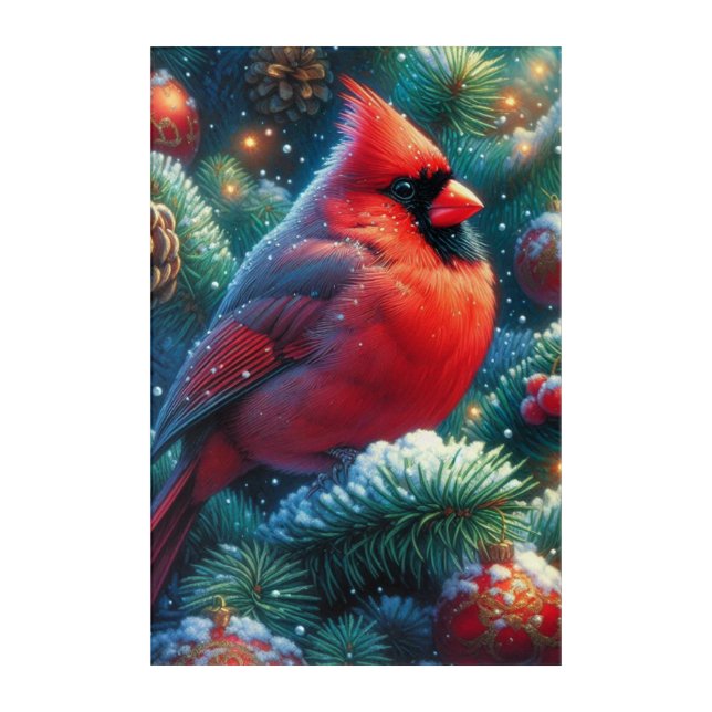 Christmas/winter Cardinal  Acrylic Print (Front)