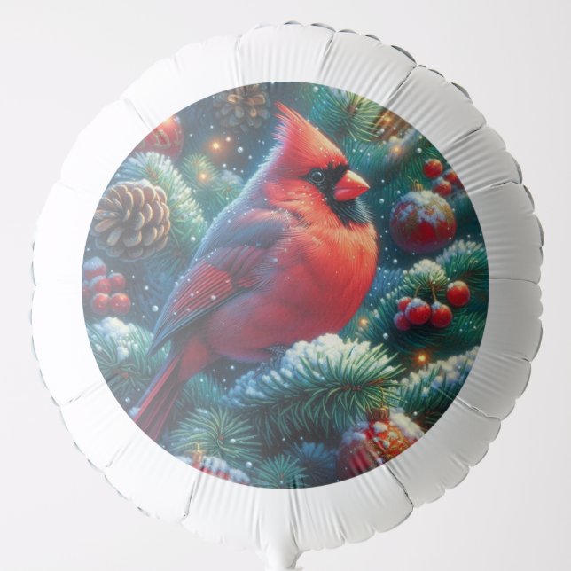 Christmas/winter Cardinal  Balloon (Front)