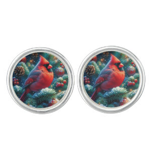 Christmas/winter Cardinal  Cufflinks
