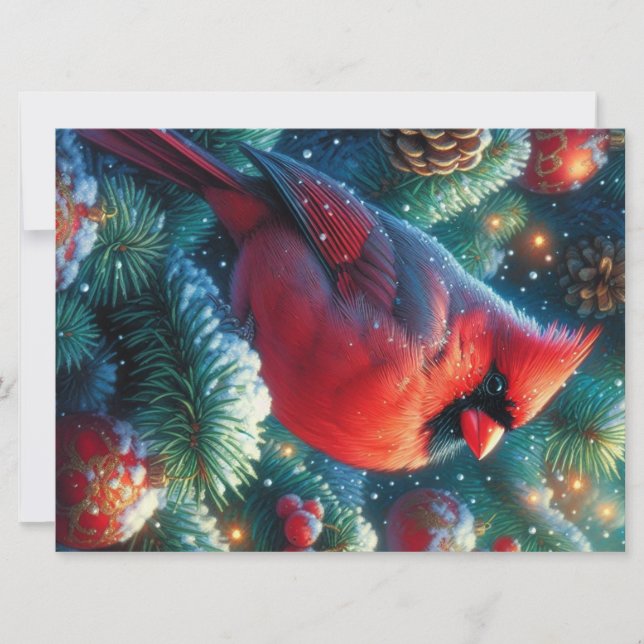 Christmas/winter Cardinal  Holiday Card (Front)