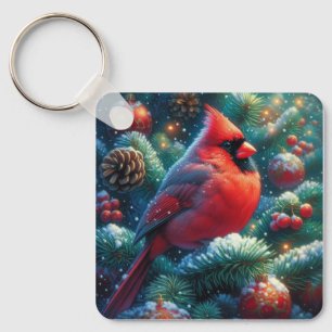 Christmas/winter Cardinal Keychain