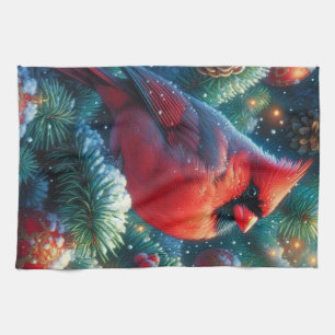Christmas/winter Cardinal  Kitchen Towel