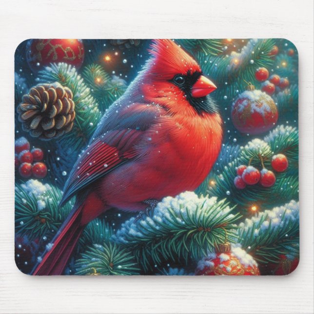 Christmas/winter Cardinal  Mouse Pad (Front)