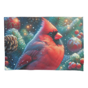 Christmas/winter Cardinal  Pillow Case