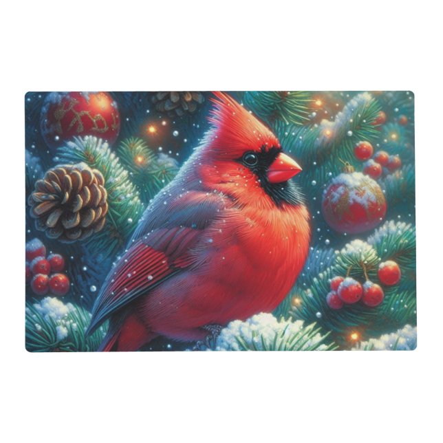 Christmas/winter Cardinal  Placemat (Front)