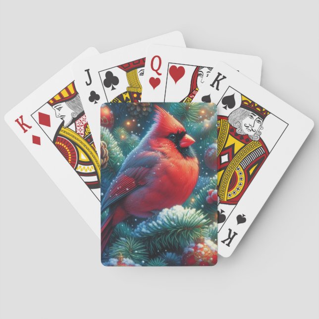 Christmas/winter Cardinal  Poker Cards (Back)