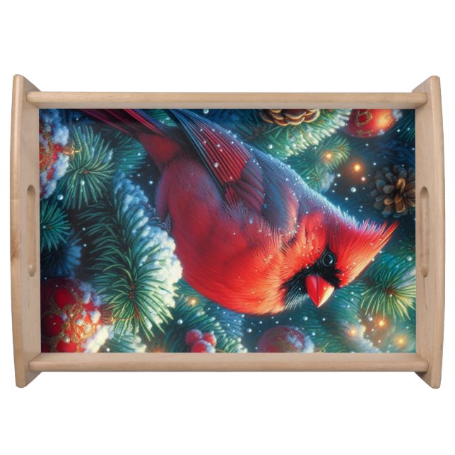 Christmas/winter Cardinal  Serving Tray (Front)