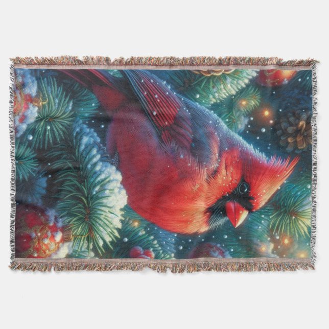 Christmas/winter Cardinal  Throw Blanket (Front)