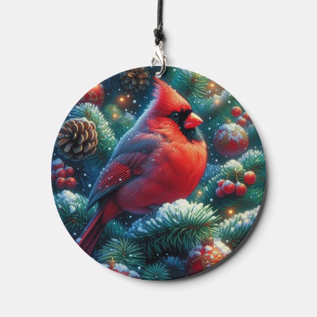 Christmas/winter Cardinal  Wind Chime (Front)