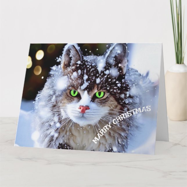  Christmas Winter Cat Card (Front)