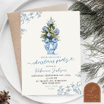 Christmas Winter Chinoiserie Holiday Party  Invitation<br><div class="desc">Christmas Winter Chinoiserie Party Invitation,  Modern Blue Toile Ginger Jar Flowers Holiday Party,  Dusty Blue Christmas Ornaments Party</div>