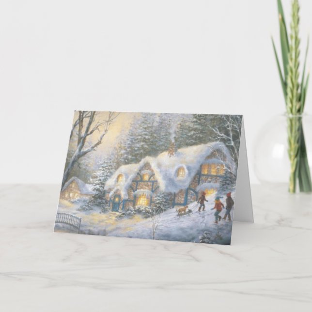 Christmas Winter Cottage Holiday Card (Front)