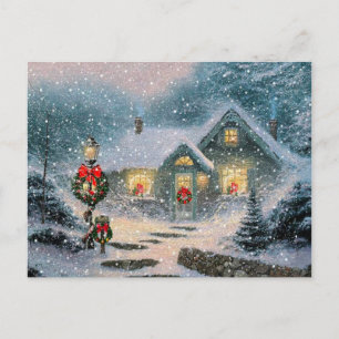 Christmas Winter Cottage Holiday Postcard