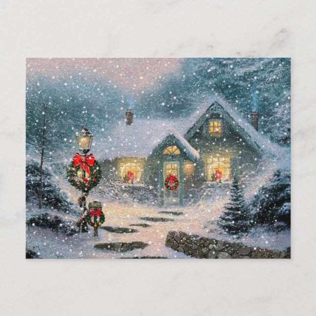 Christmas Winter Cottage Holiday Postcard (Front)