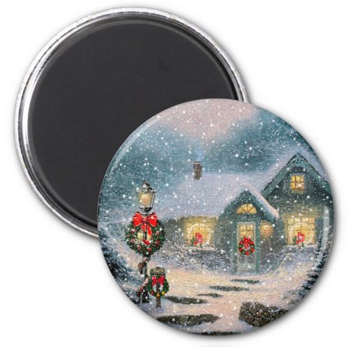 Christmas Winter Cottage Magnet