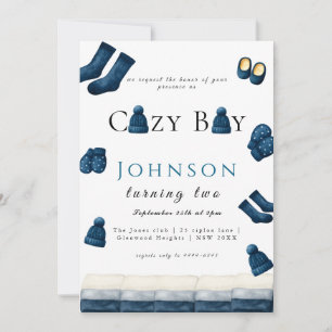  christmas winter cozy boy turning two invitation