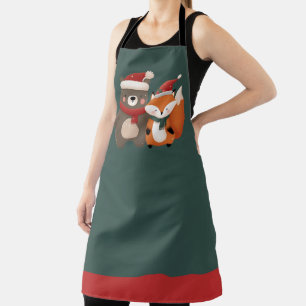 Christmas/Winter Cute Bear & Fox Apron
