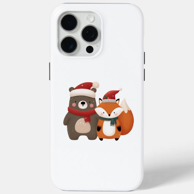 Christmas/Winter Cute Bear & Fox Case-Mate iPhone Case (Back)