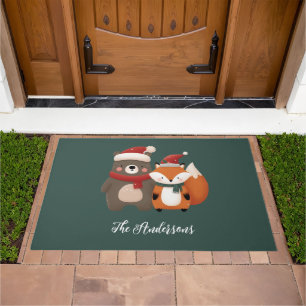 Christmas/Winter Cute Bear & Fox Doormat