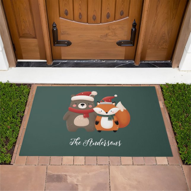 Christmas/Winter Cute Bear & Fox Doormat (Outdoor)
