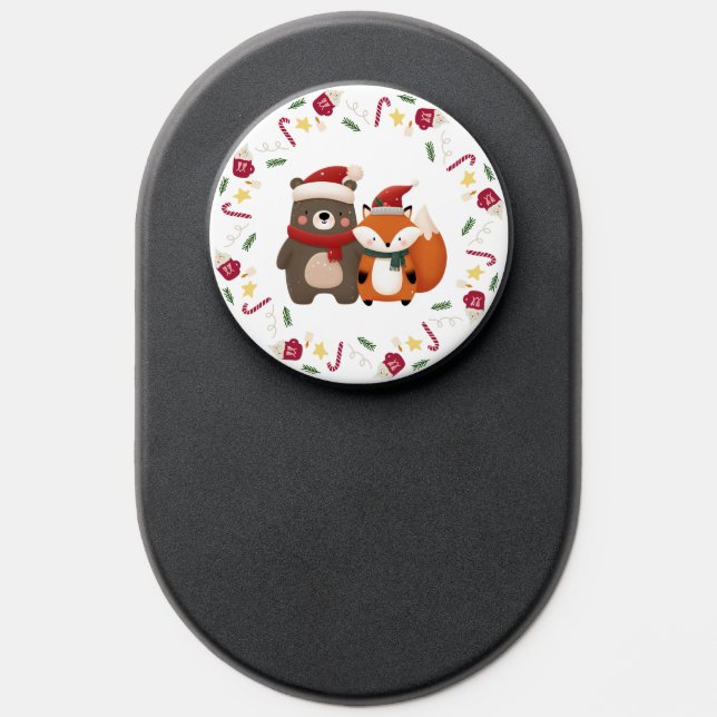 Christmas/Winter Cute Bear & Fox PopSocket (Popsocket)