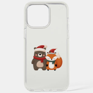 Christmas/Winter Cute Bear & Fox iPhone 15 Pro Max Case