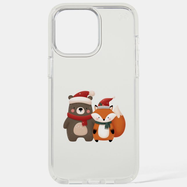 Christmas/Winter Cute Bear & Fox Speck iPhone Case (Front)
