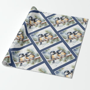 Christmas Winter Cute Chickadee Birds Wrapping Paper