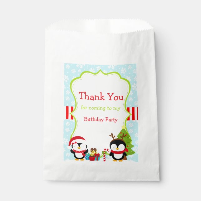 Christmas Winter Cute Penguins  Favor Bag (Front)