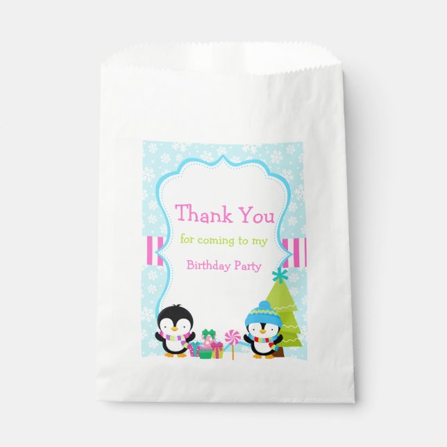 Christmas Winter Cute Penguins  Favor Bag (Front)