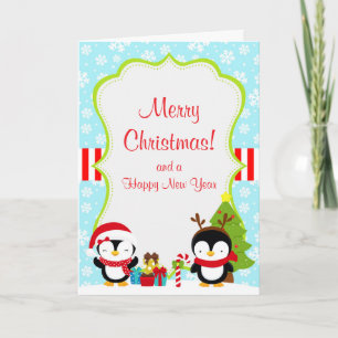 Christmas Winter Cute Penguins Merry Christmas Card