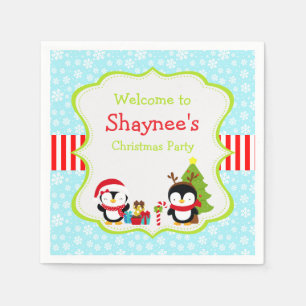Christmas Winter Cute Penguins Napkins