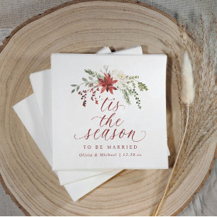 Christmas Winter December Tis the Season Wedding Napkins