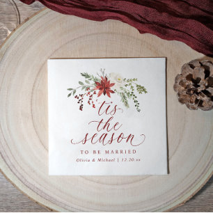 Christmas Winter December Tis the Season Wedding Napkins