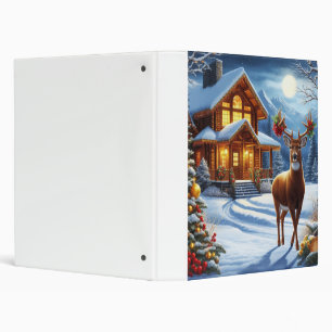 Christmas/Winter Deer Lodge 3 Ring Binder