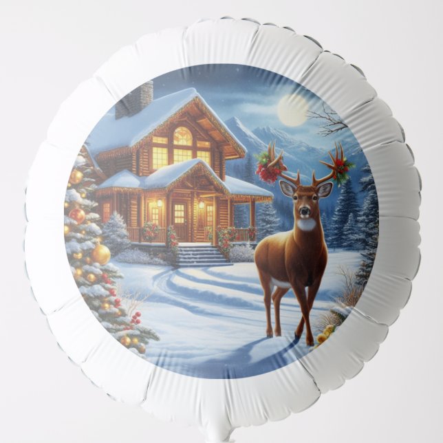 Christmas/Winter Deer Lodge Balloon (Front)