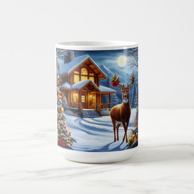 Christmas/Winter Deer Lodge Coffee Mug (Center)