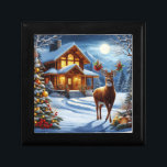 Christmas/Winter Deer Lodge Gift Box<br><div class="desc">rustic</div>