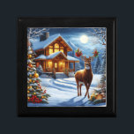 Christmas/Winter Deer Lodge Gift Box<br><div class="desc">rustic</div>