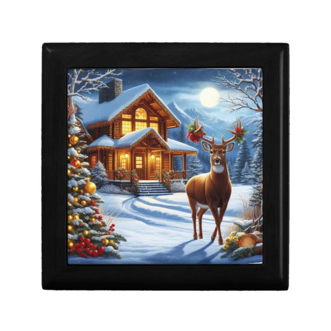Christmas/Winter Deer Lodge Gift Box (Front)