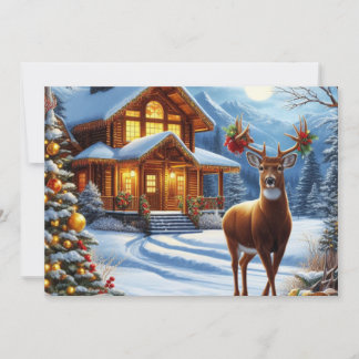 Christmas/Winter Deer Lodge Holiday Card