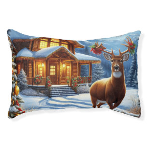 Christmas/Winter Deer Lodge Pet Bed