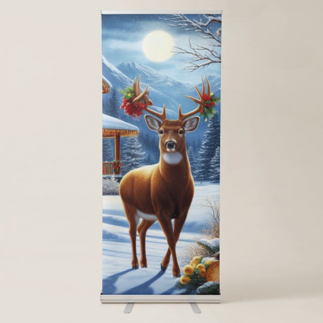 Christmas/Winter Deer Lodge Retractable Banner (Front)
