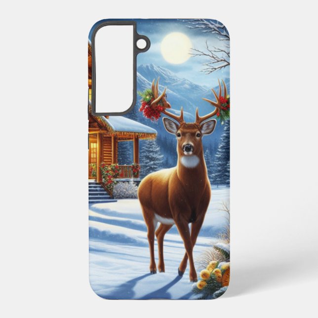Christmas/Winter Deer Lodge Samsung Galaxy Case (Back)