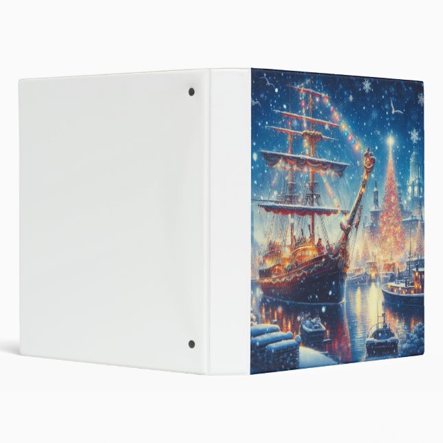 Christmas/Winter docked ship 3 Ring Binder (Background)