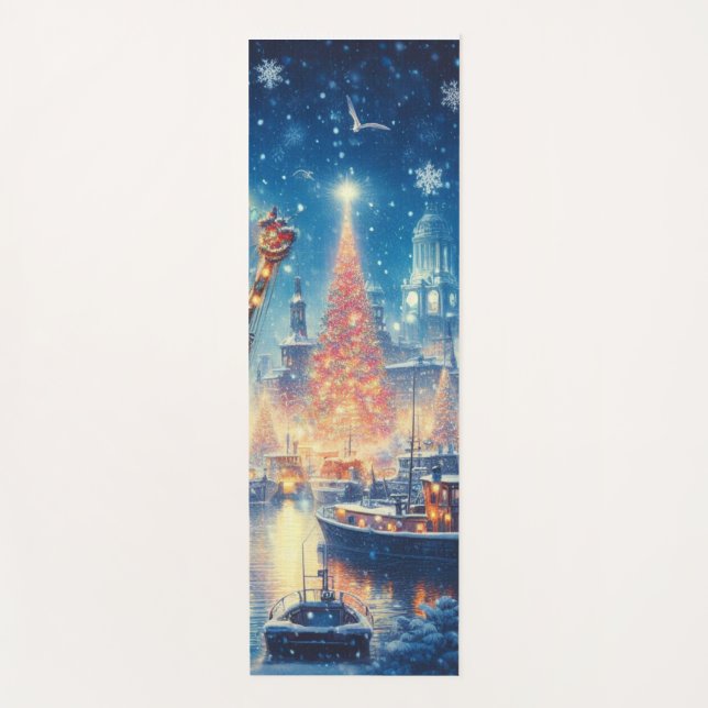 Christmas/Winter docked ship Yoga Mat (Front)